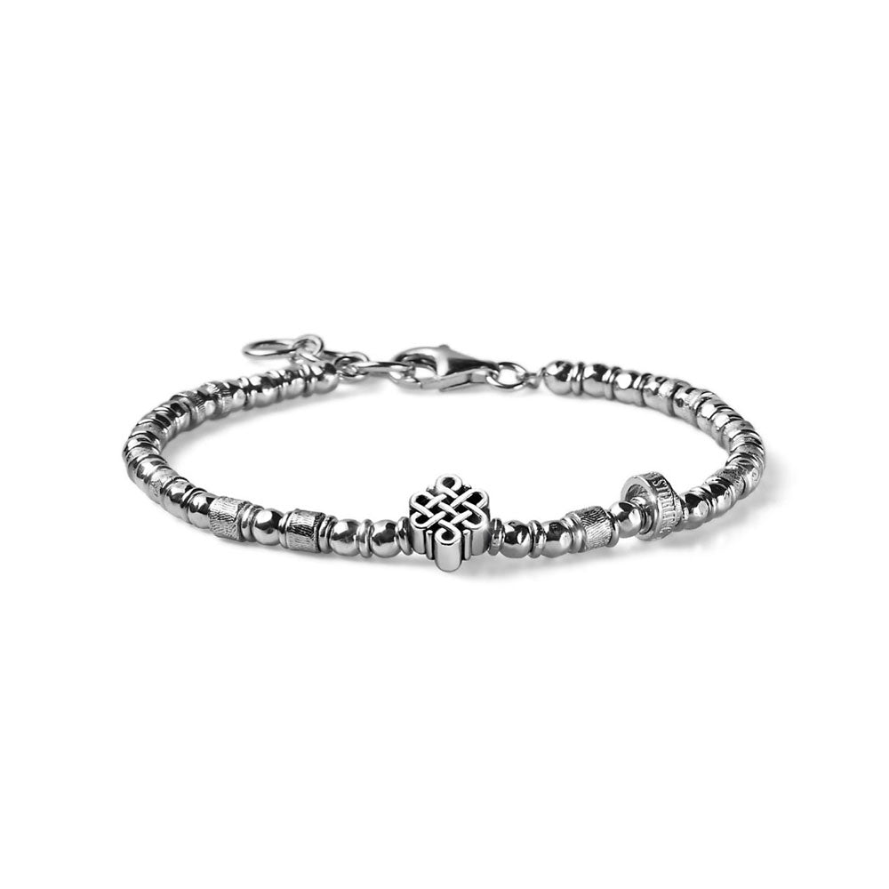 BRACCIALE ETERNITY CERCHI ARGENTO E CHARM NODO D'AMORE