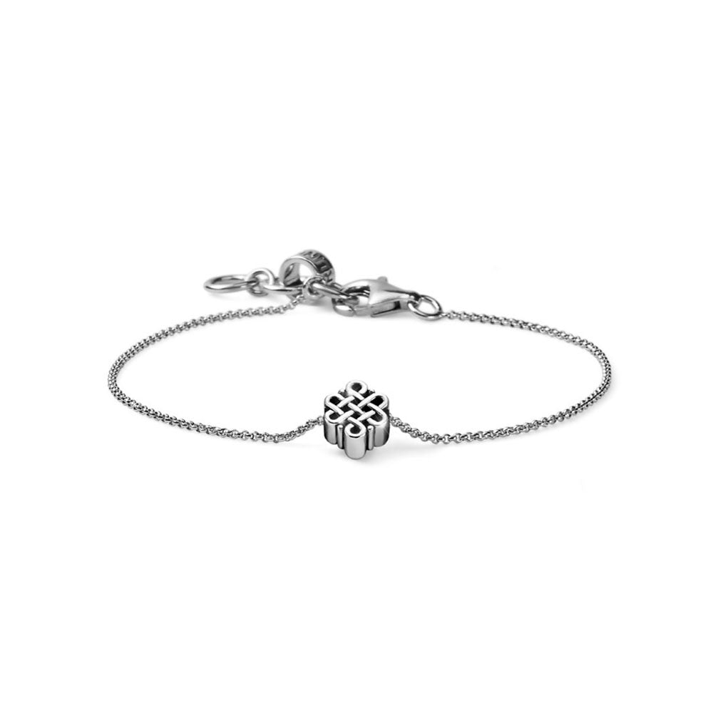 THIN SILVER ETERNITY BRACELET LOVE KNOT CHARM