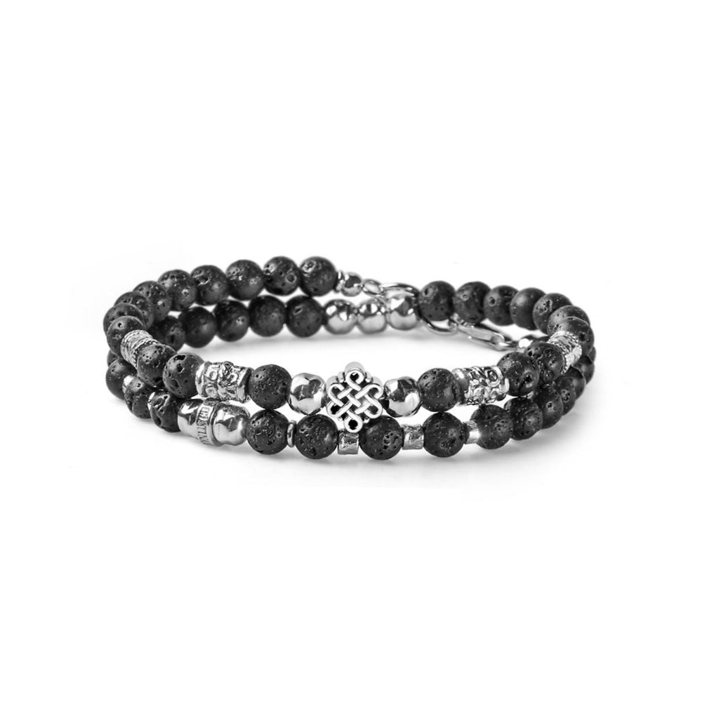 BRACCIALE ETERNITY DUE GIRI ARGENTO E PERLE DI LAVA