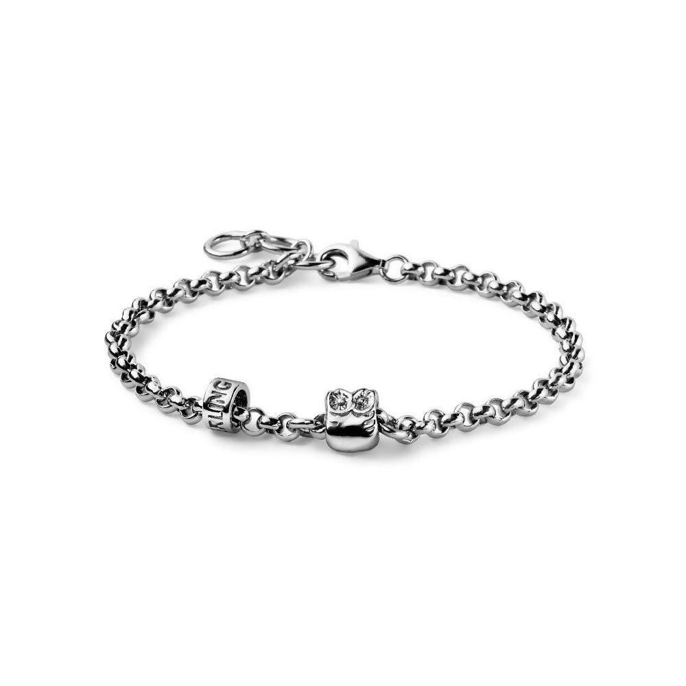 BRACCIALE UOMO LUCKYOU ARGENTO E SIMBOLO GUFO