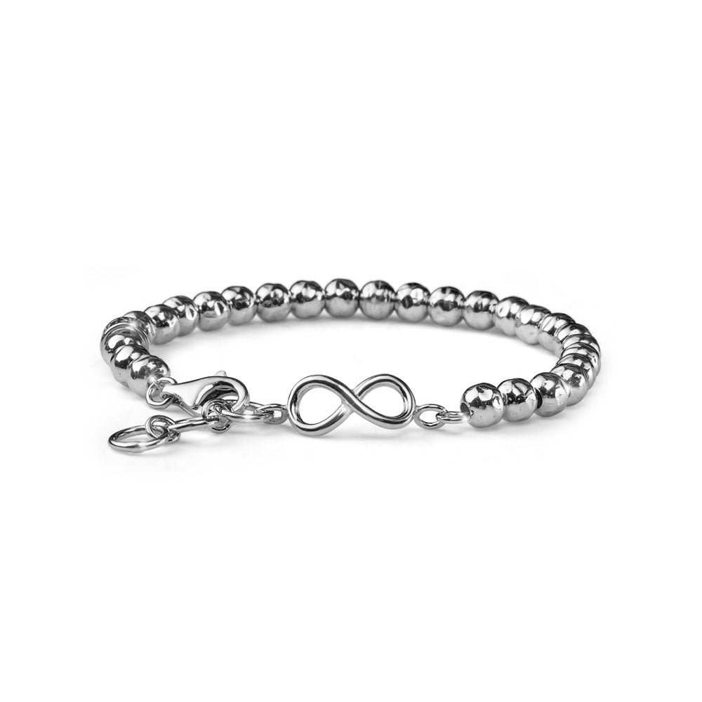 MEN'S INFINITY LIFE HAMMERED SILVER BRACELET