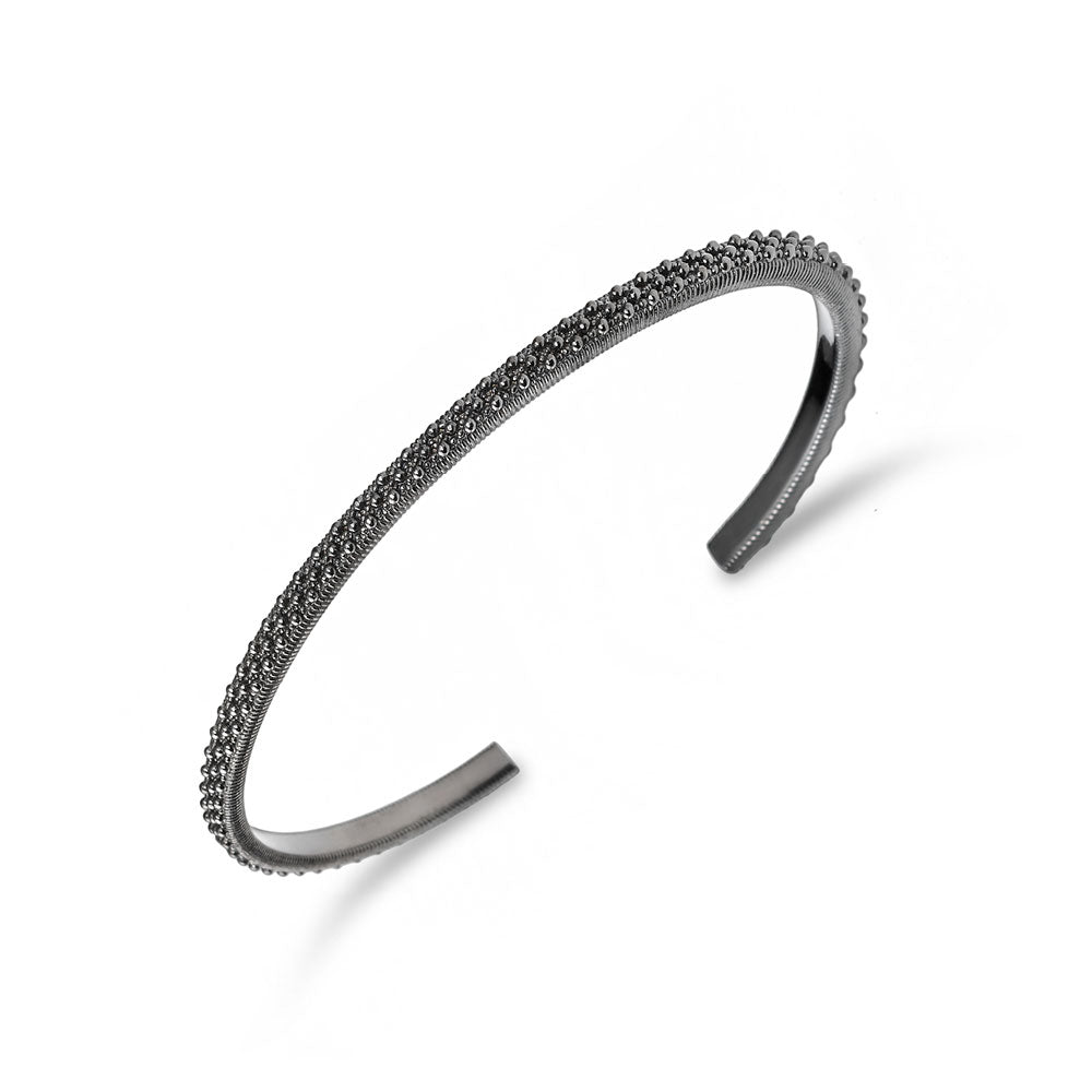 Stippled rigid bracelet in 925 silver