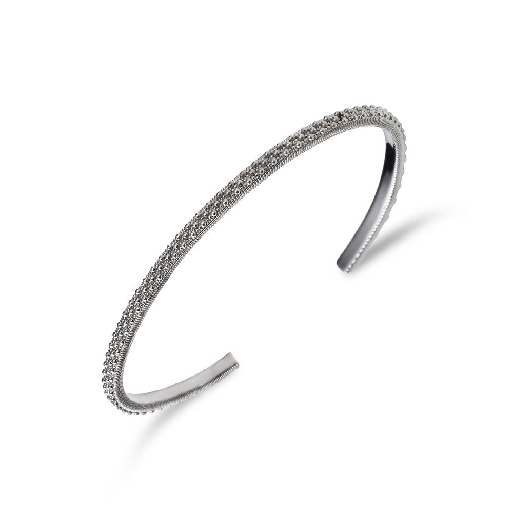 Stippled rigid bracelet in 925 silver