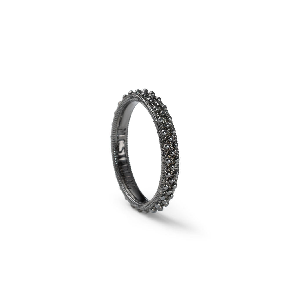 Thin Unisex ring in stippled 925 silver