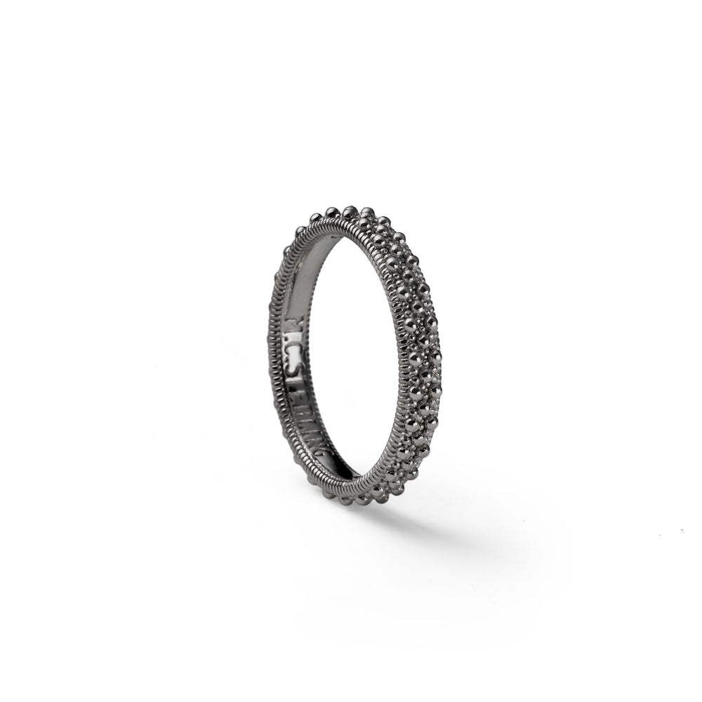 Thin Unisex ring in stippled 925 silver