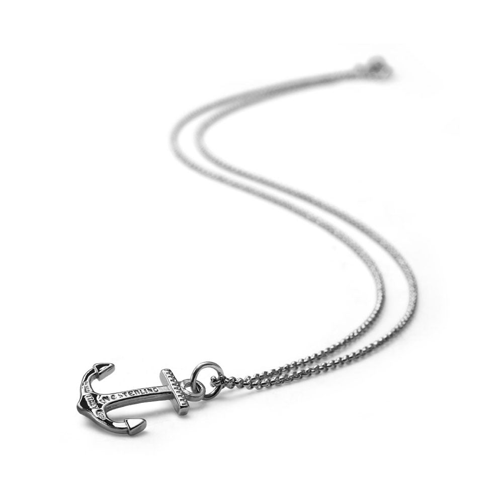 MEN'S NEPTUNE COLLECTION SILVER NECKLACE WITH ANCHOR MEASURES 50 CM