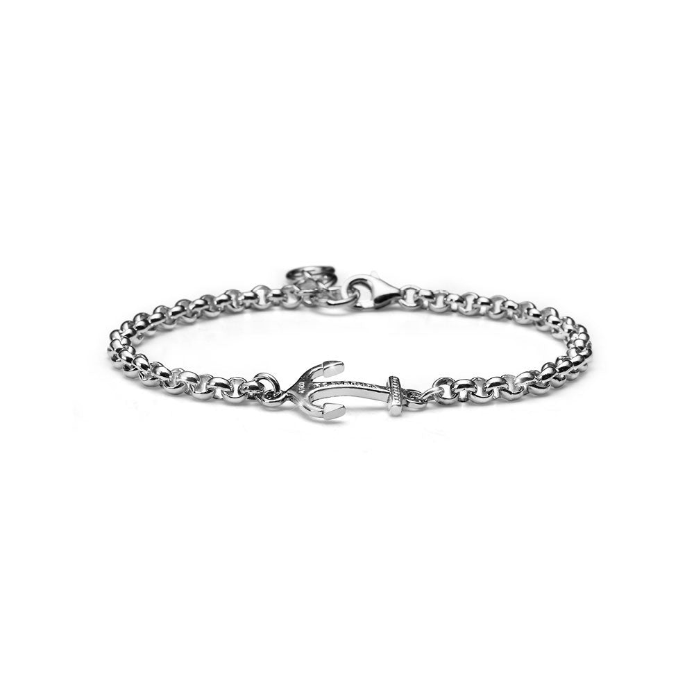 BRACCIALE UOMO COLLEZIONE NEPTUNE ARGENTO CON PICCOLA ANCORA