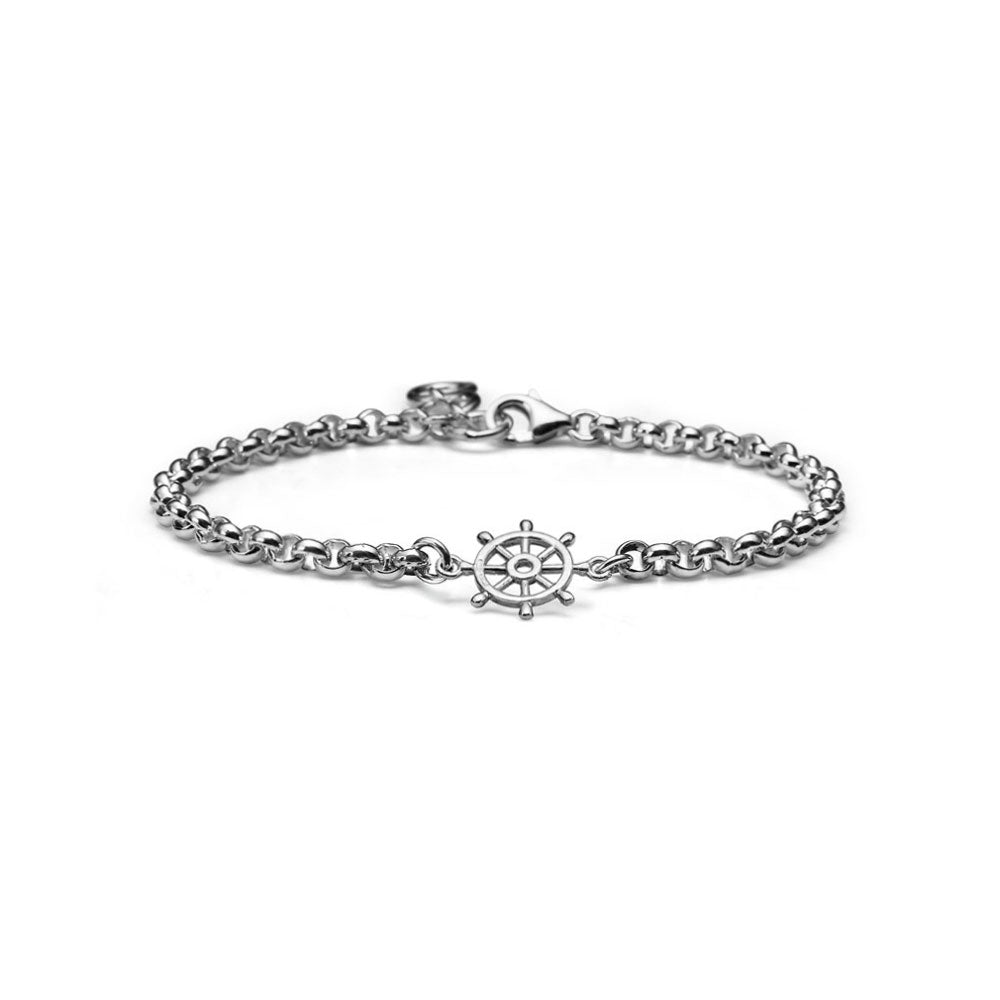 MEN'S NEPTUNE SILVER BRACELET WITH INTERWOVEN CIRCLES AND HELM