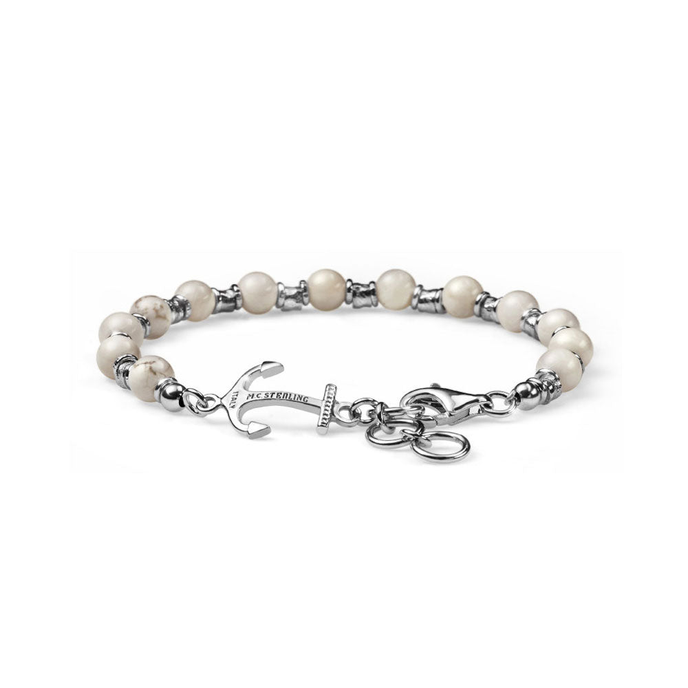 MEN'S BRACELET NEPTUNE COLLECTION MIX SILVER AND AULITE ANCHOR CHARM