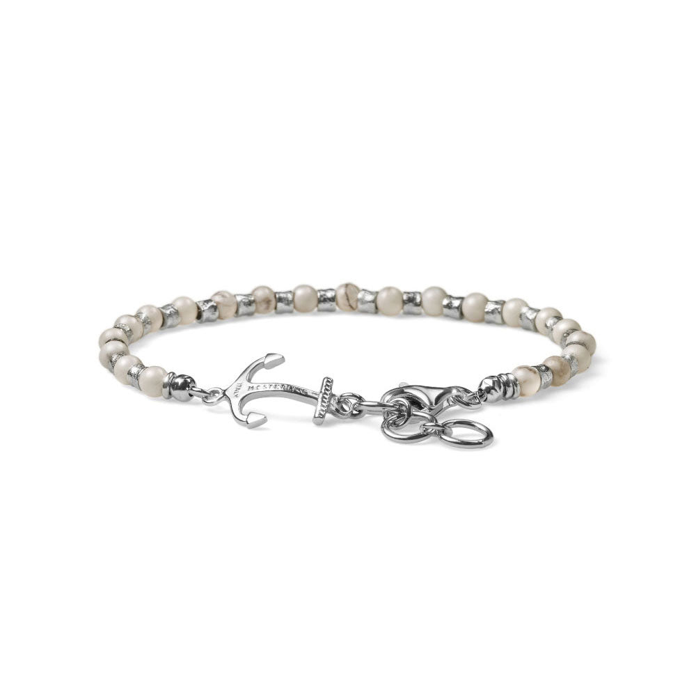 MEN'S BRACELET NEPTUNE COLLECTION MIX SILVER AND WHITE AULITE ANCHOR CHARM