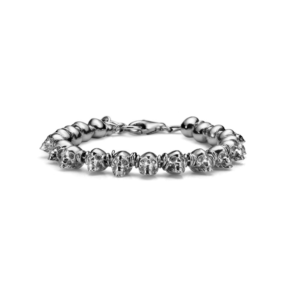 BRACCIALE CON TESCHI UOMO COLLEZIONE SKULL ARGENTO