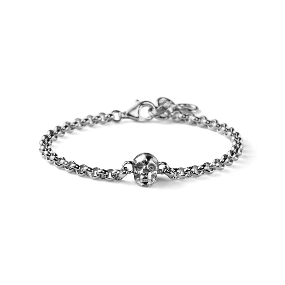 BRACCIALE UOMO TESCHIO COLLEZIONE SKULL ARGENTO A CATENA