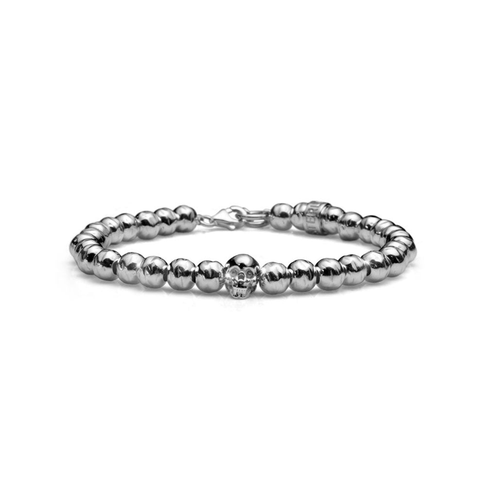 BRACCIALE TESCHIO UOMO COLLEZIONE SKULL SFERE DI ARGENTO