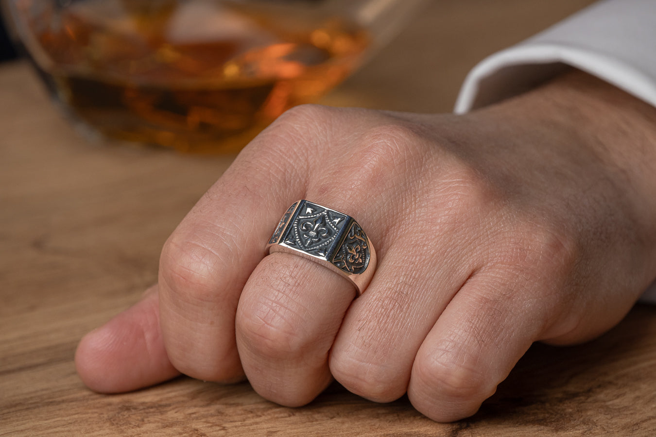 MEN'S RING TUSCANY COLLECTION SILVER SQUARE PLATE