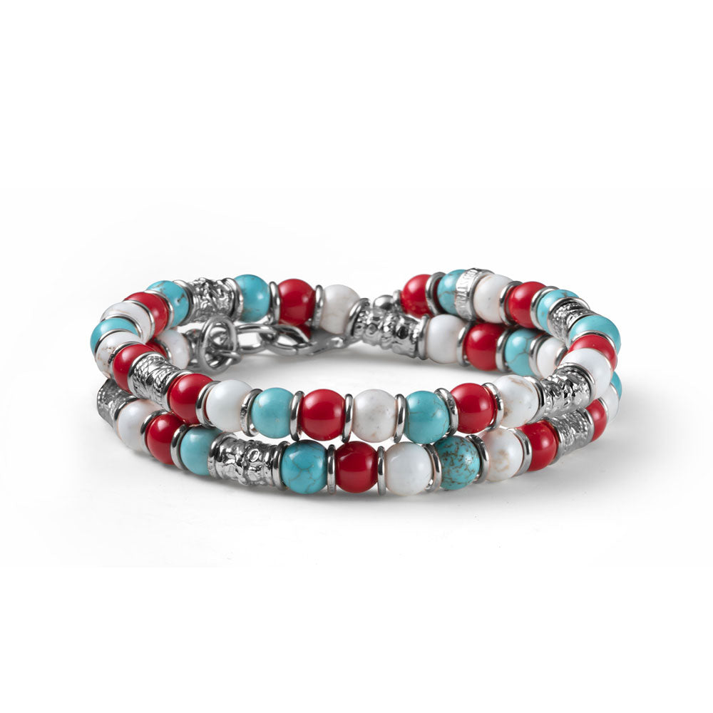 Encanto Luxury women's bracelet in silver and 2-row stones