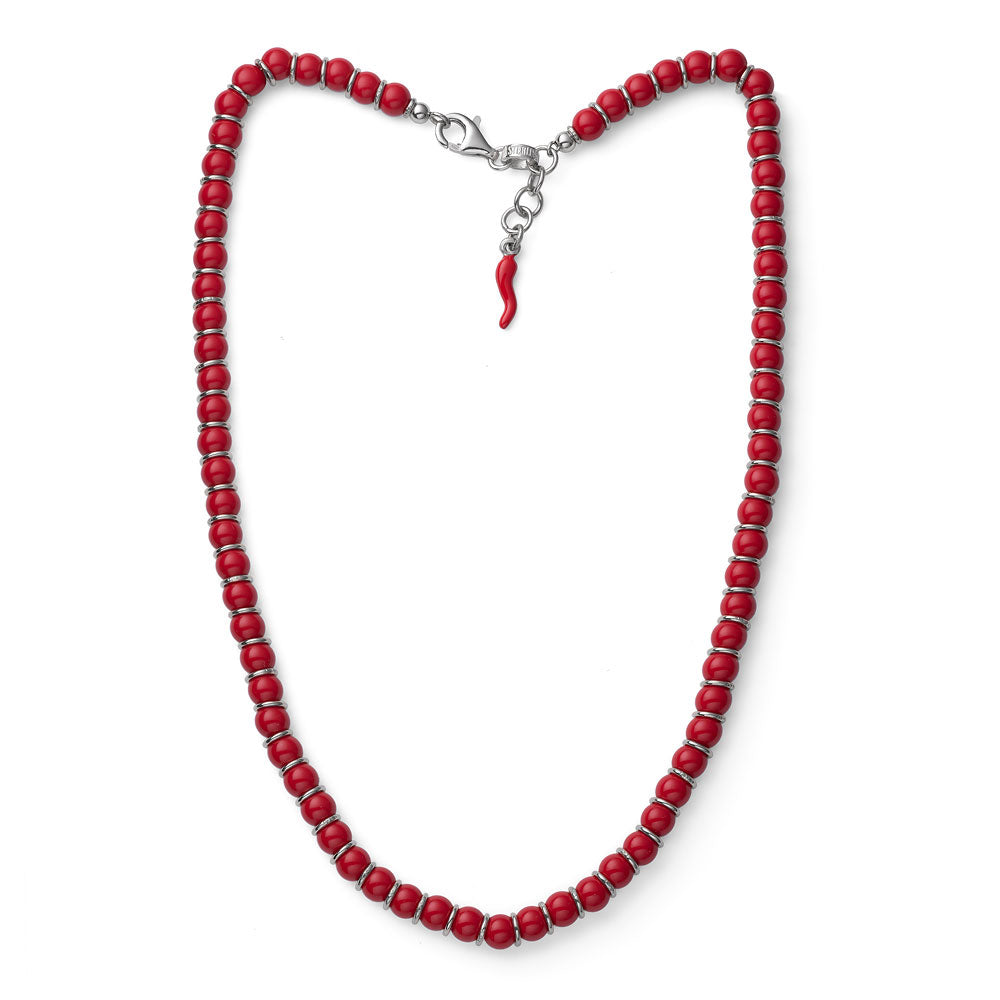 Collana donna Encanto Corallo rosso e cerchietti argento