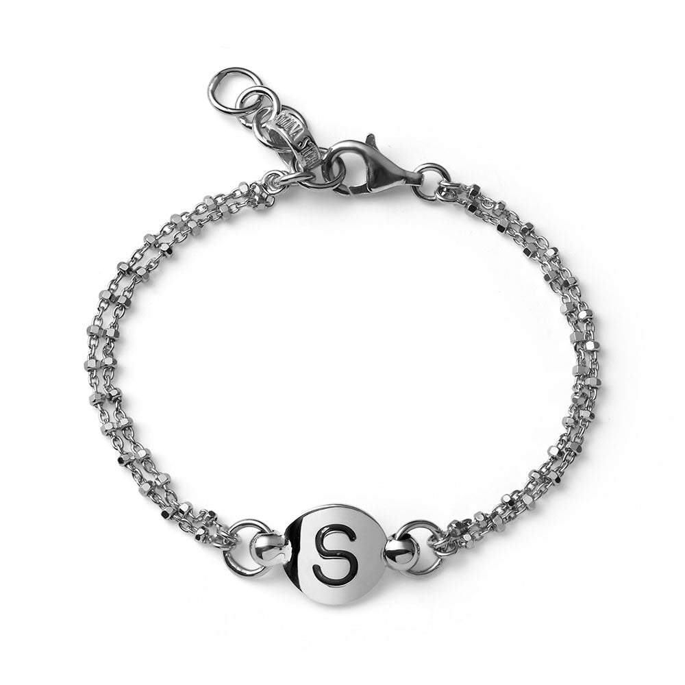 BRACCIALE DONNA CON INIZIALE PERSONALIZZABILE IN ARGENTO