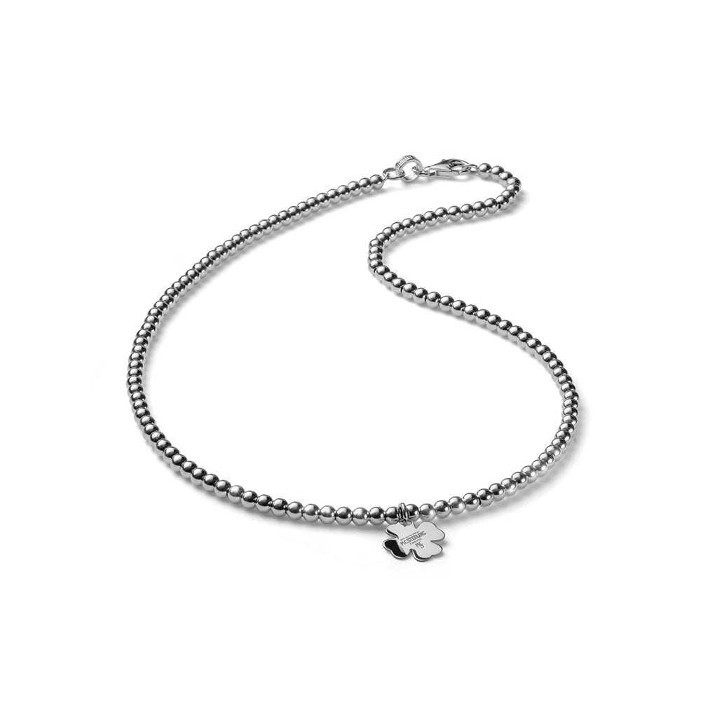 COLLANA DONNA QUADRIFOGLIO SFERE ARGENTO 925