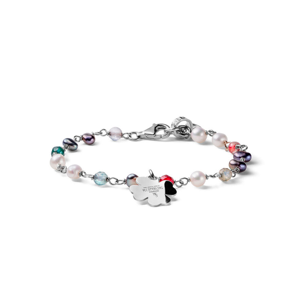 WOMEN'S QUADRIFOGLIO BRACELET LUCKYOU SILVER AND COLORED STONES