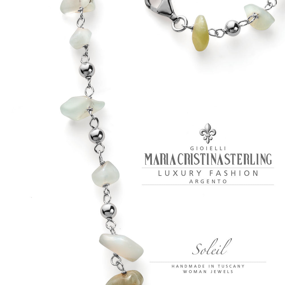 Collana donna- argento oro rosa e prehnite- ciondolo conchiglia-collezione Soleil-Maria Cristina Sterling