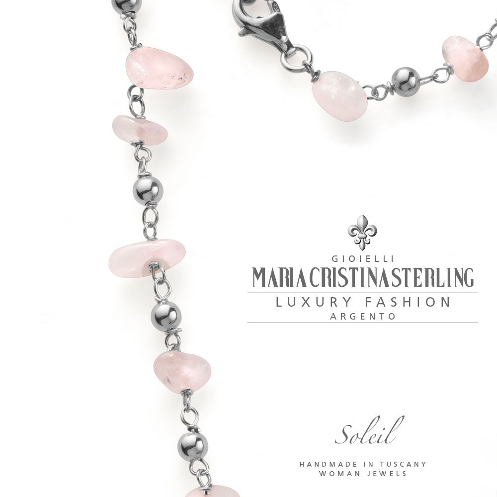 Collana donna- argento e quarzo rosa-ciondolo conchiglia-collezione Soleil-Maria Cristina Sterling