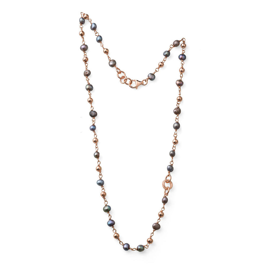 WOMEN'S NECKLACE DREAMS COLLECTION IN PINK SILVER AND GRAY PEARLS