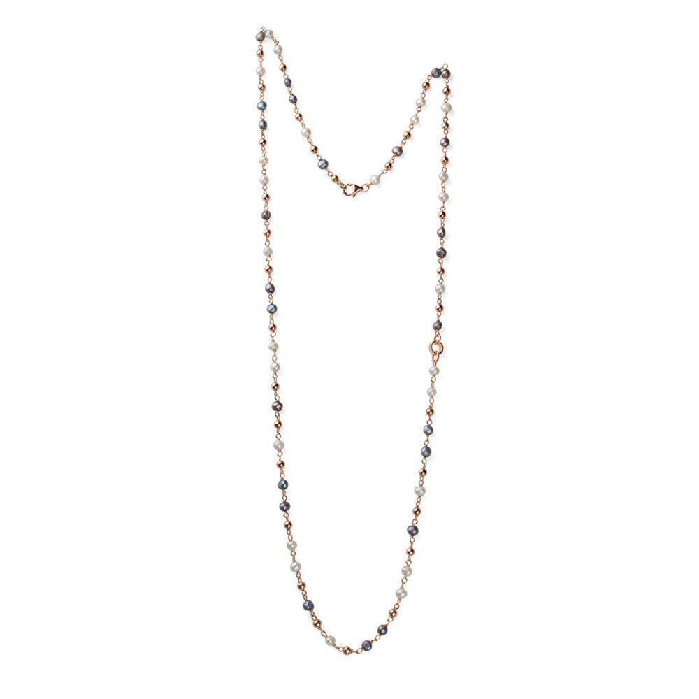 WOMEN'S NECKLACE DREAMS COLLECTION IN PINK SILVER AND TWO-TONE PEARLS