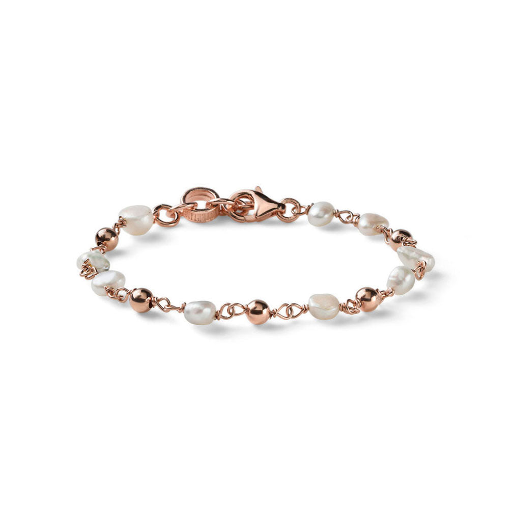 BRACCIALE DONNA COLLEZIONE DREAMS ARGENTO ROSA E PERLE BIANCHE