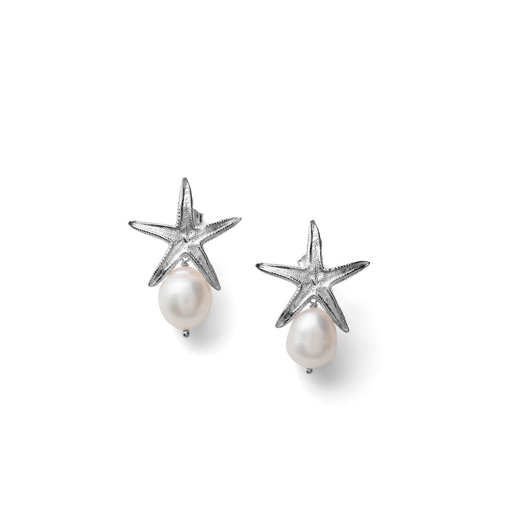 ELBA WOMEN'S EARRINGS WITH STARFISH AND WHITE PEARLS