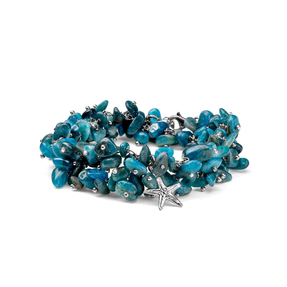 ELBA WOMEN'S BRACELET STARFISH SILVER AND BLUE APATITE TWO WOUNDS