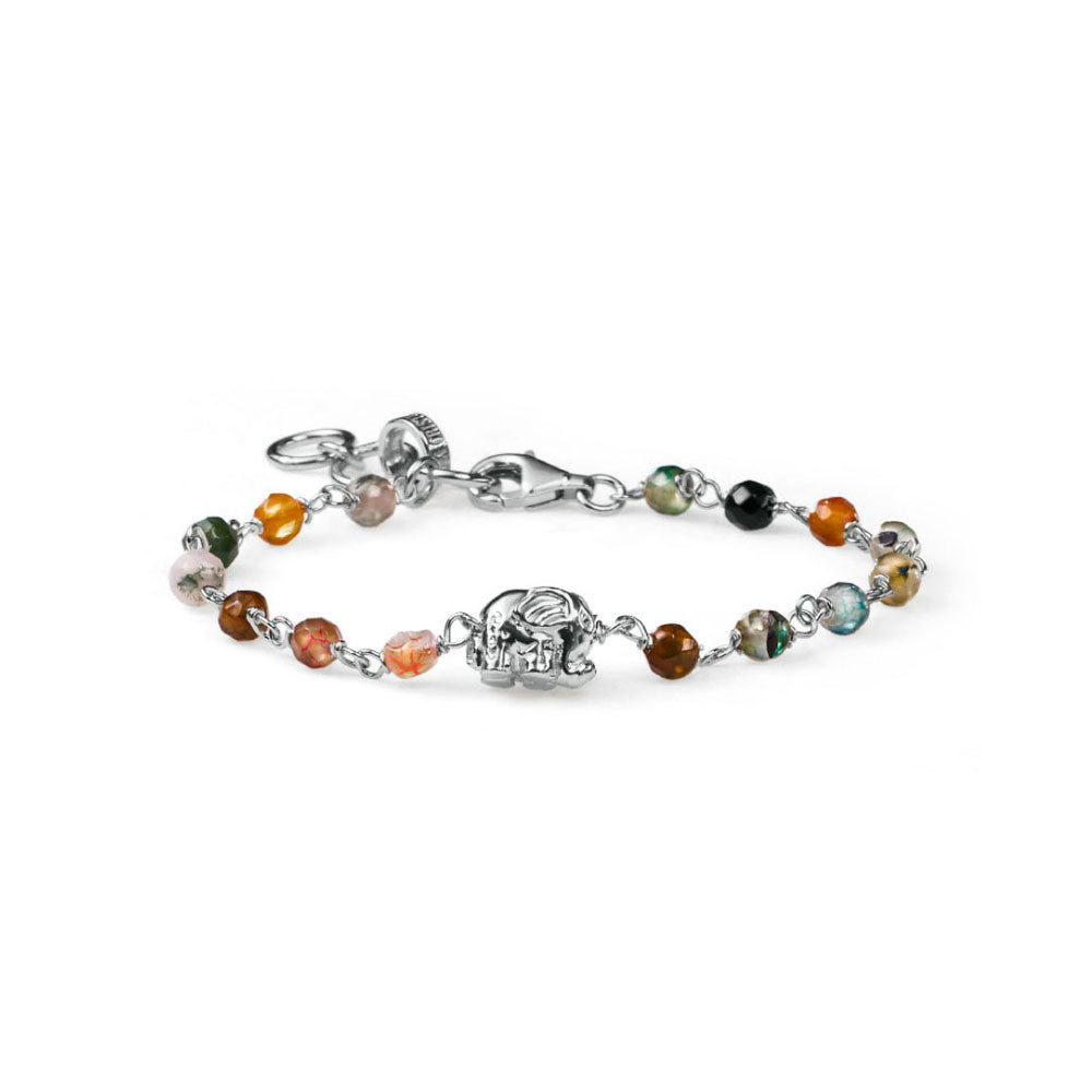 WOMEN'S BRACELET WITH ELEPHANT IN SILVER AND MIX OF STONES