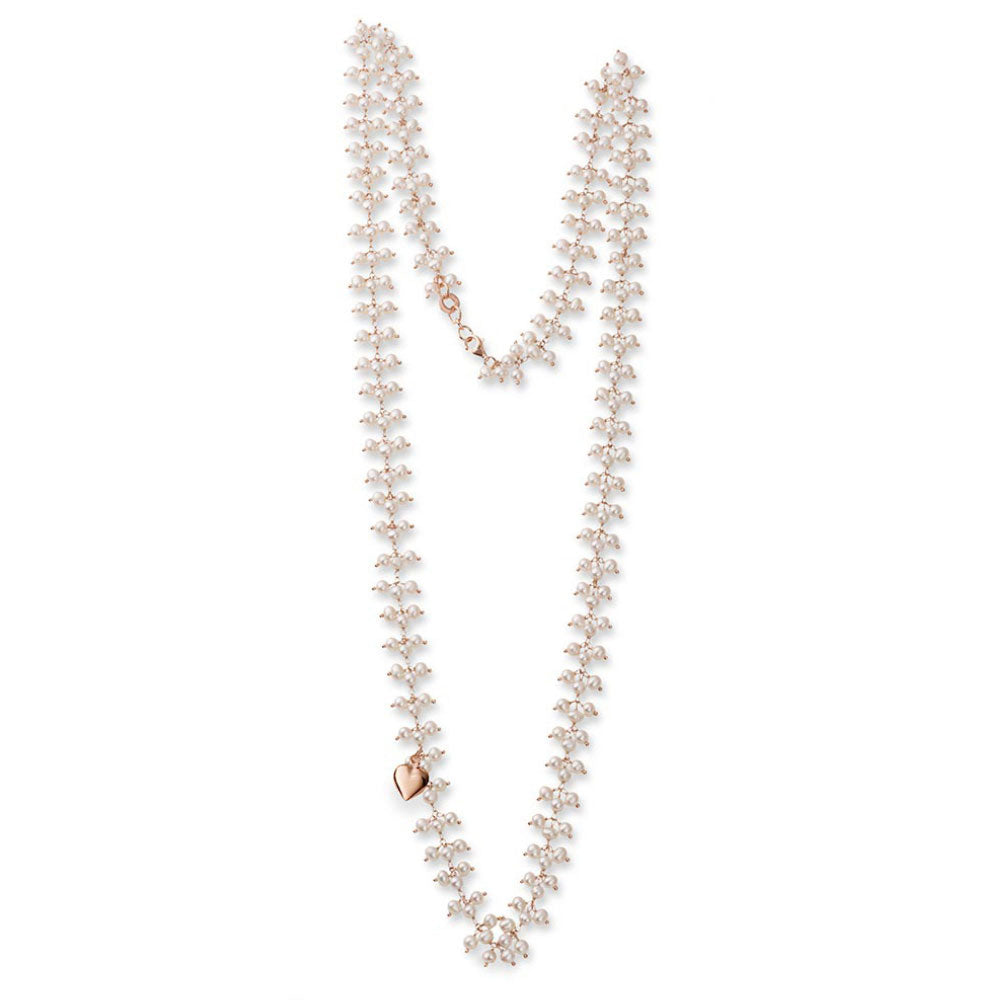 COLLANA DONNA ENJOY PEARLS ARGENTO ROSA E PIETRE BAROCCHE BIANCHE