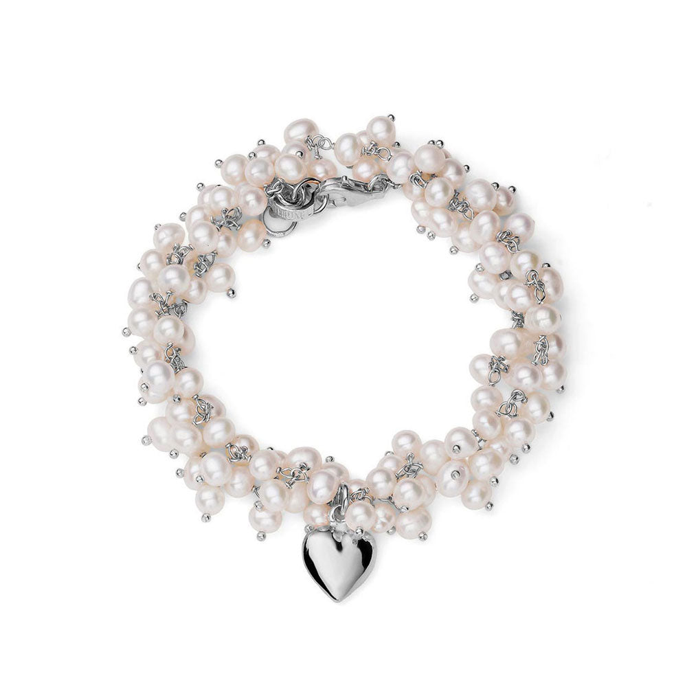 BRACCIALE DONNA COLLEZIONE PEARLS ARGENTO ROSA E PIETRE BAROCCHE BIANCHE