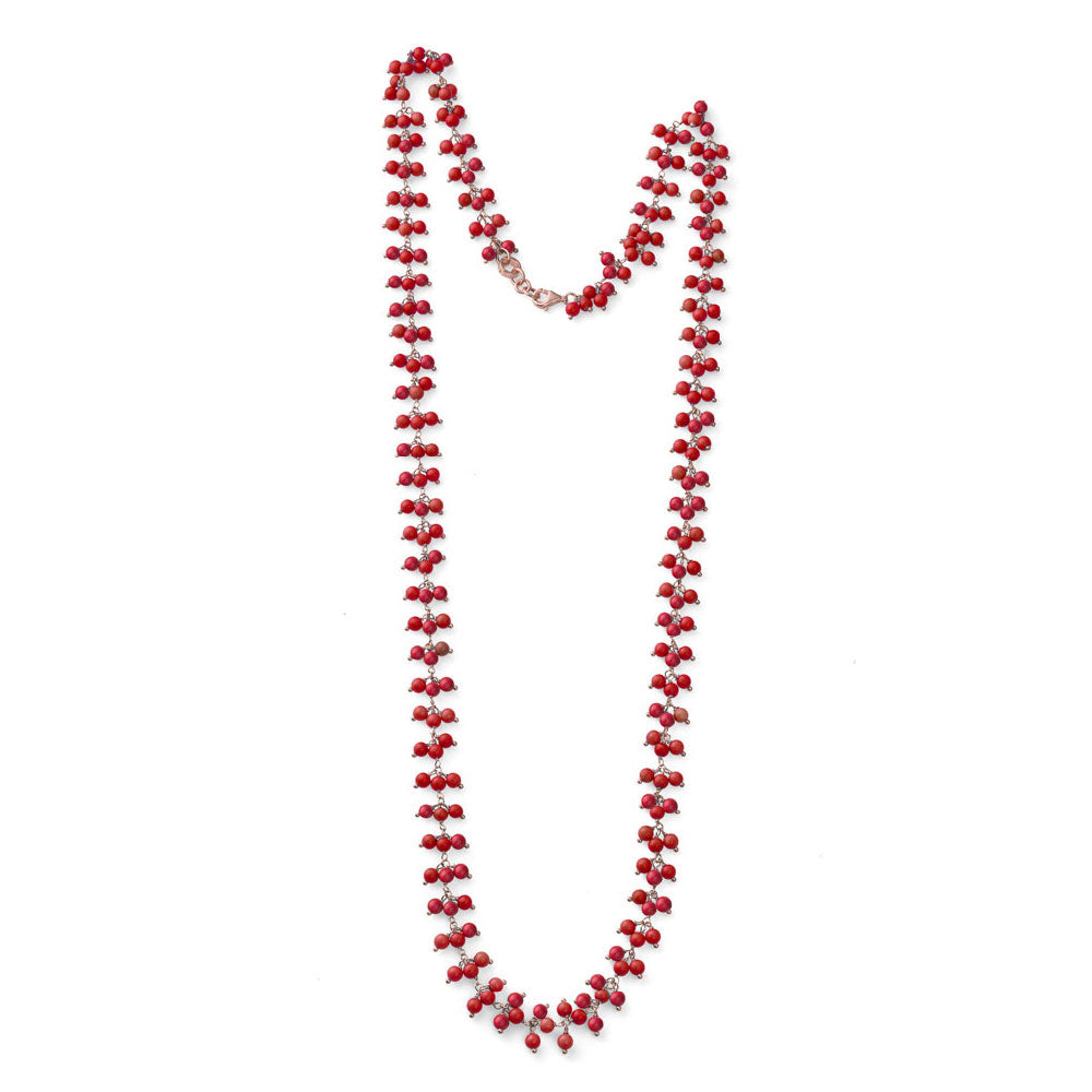 COLLANA DONNA COLLEZIONE ENJOY ARGENTO ROSA E PIETRE COLOR CORALLO