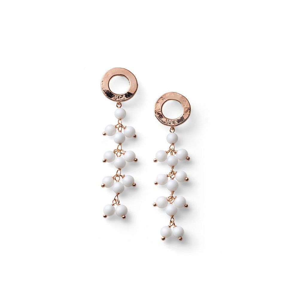 WOMEN'S PENDANT EARRINGS ENJOY COLLECTION SILVER PINK CASCADE, WHITE