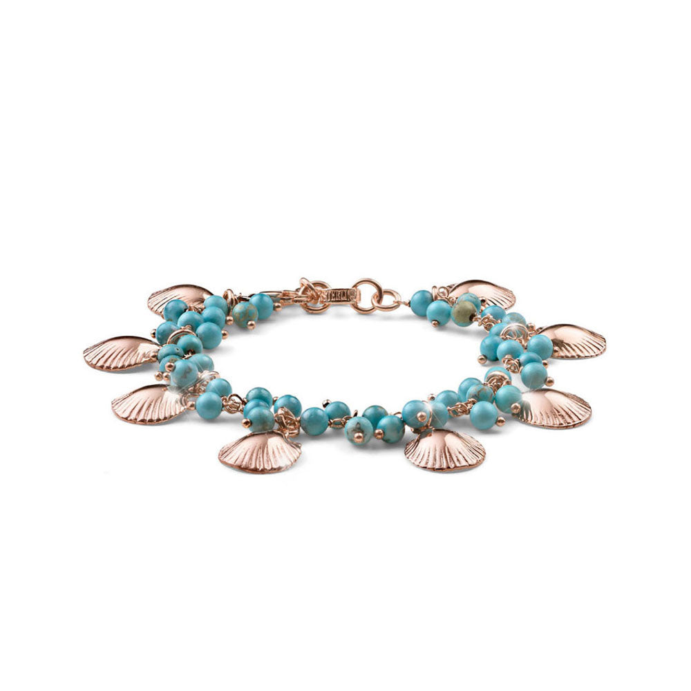 BRACCIALE DONNA COLLEZIONE ENJOY AULITE CELESTE E ARGENTO ROSA CON CHARMS CONCHIGLIE