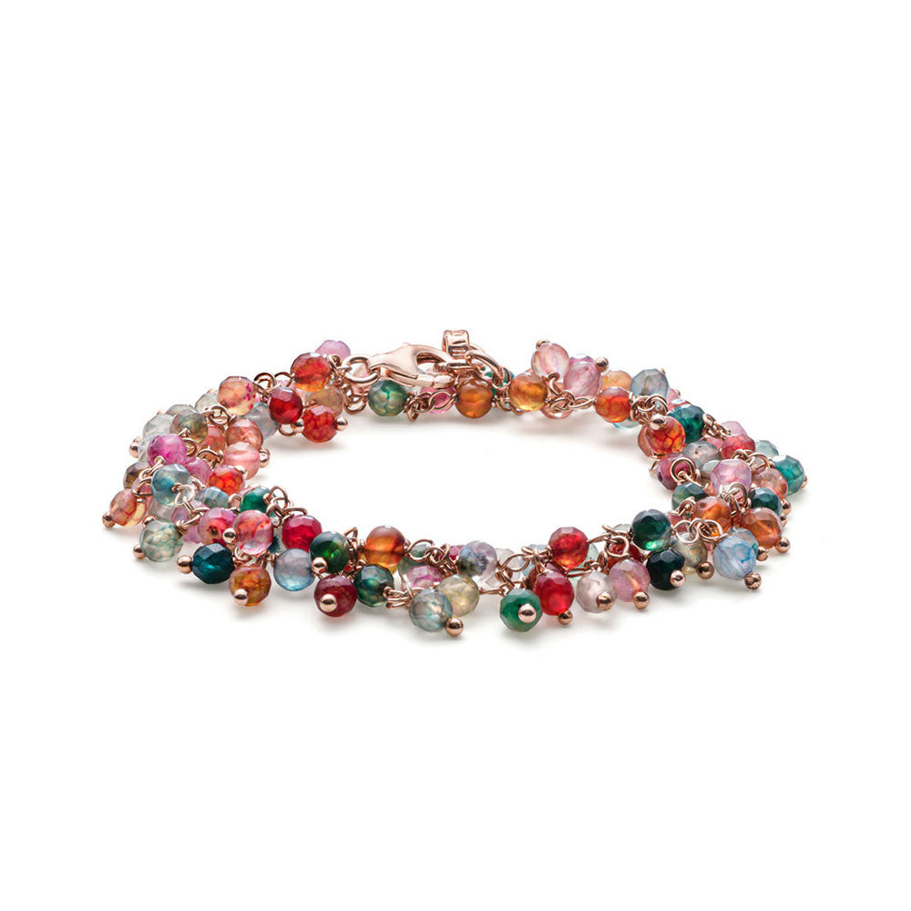 BRACCIALE DONNA COLLEZIONE ENJOY MULTICOLOR E ARGENTO ROSA DUE GIRI