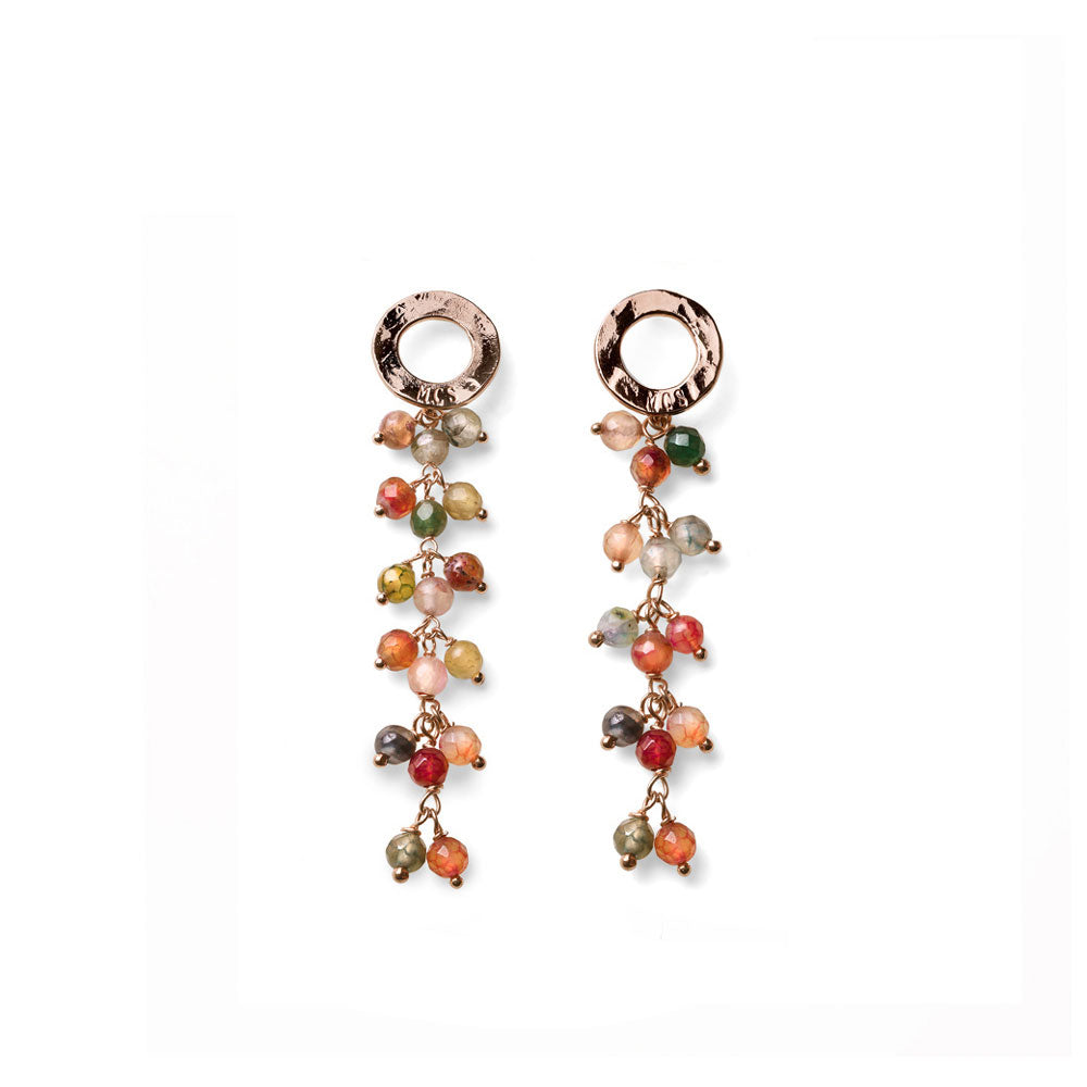 WOMEN'S PENDANT EARRINGS ENJOY COLLECTION SILVER PINK CASCADE, MULTICOLOR