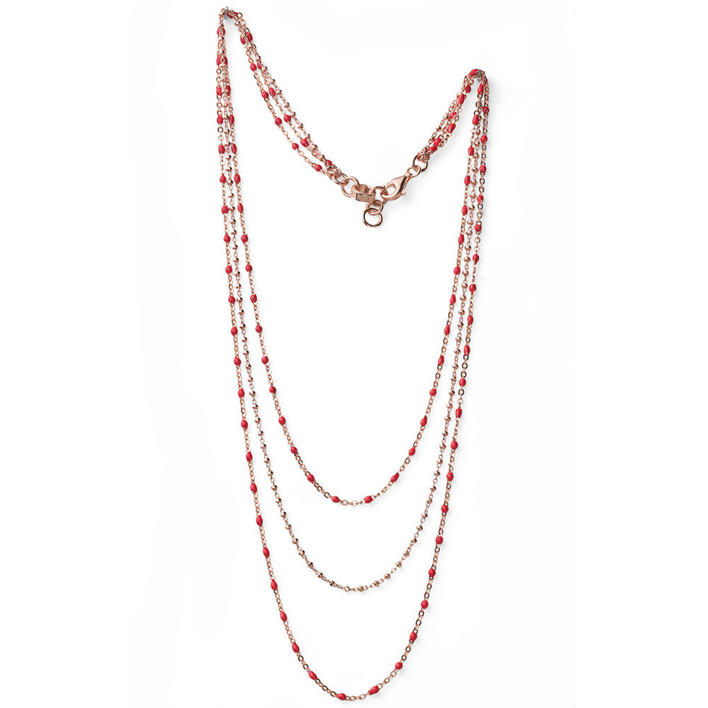 WOMEN'S NECKLACE ENJOY COLLECTION IN ROSE SILVER AND CORAL ENAMEL