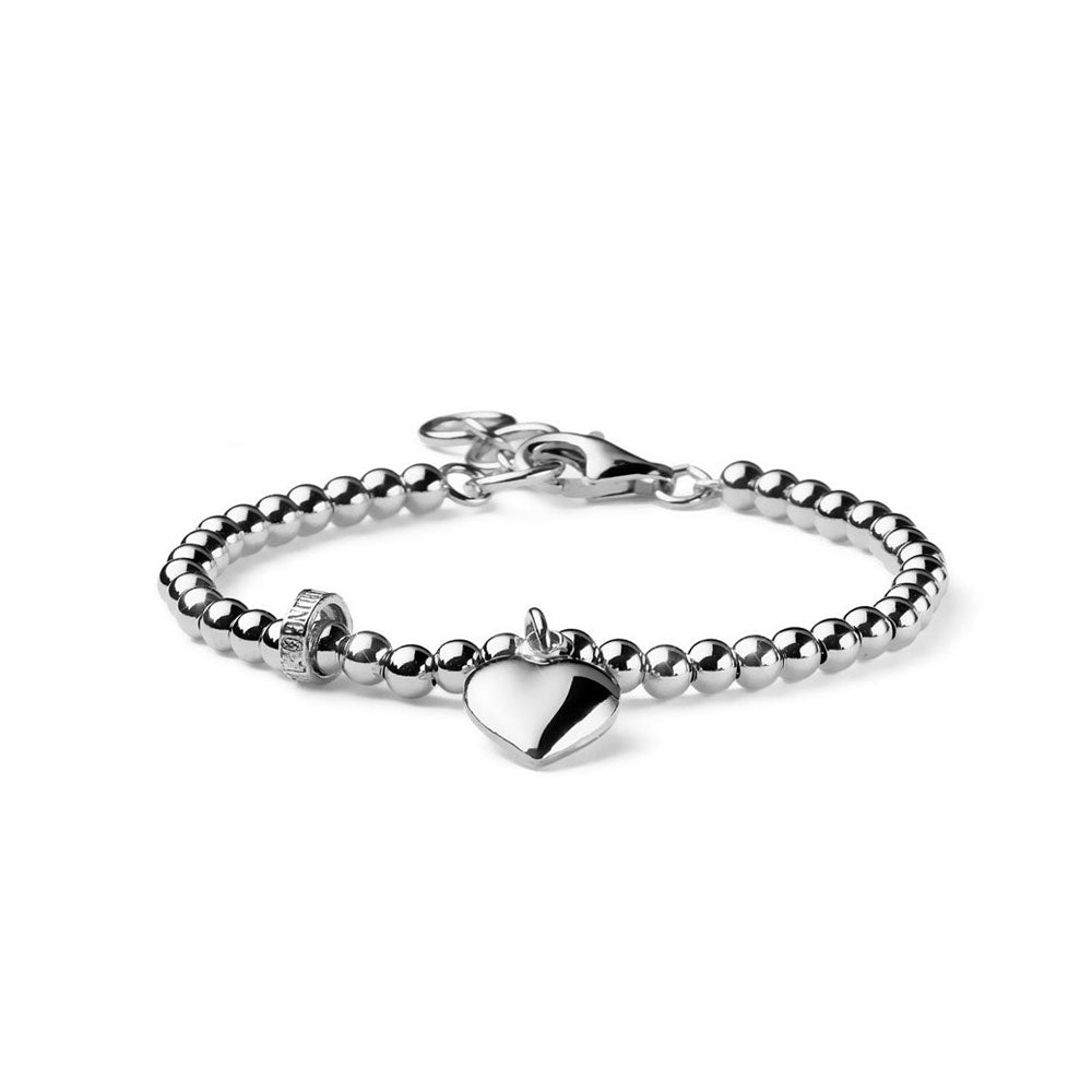 WOMEN'S BRACELET LOVE COLLECTION SMALL SILVER BALLS HEART CHARM