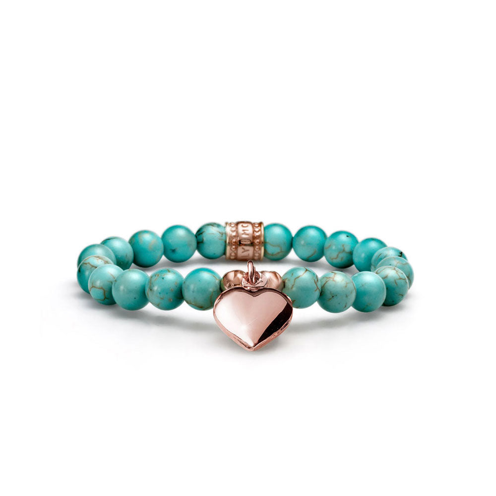 BRACCIALE DONNA LOVE PERLE DI AULITE E CHARM CUORE IN ARGENTO ROSA