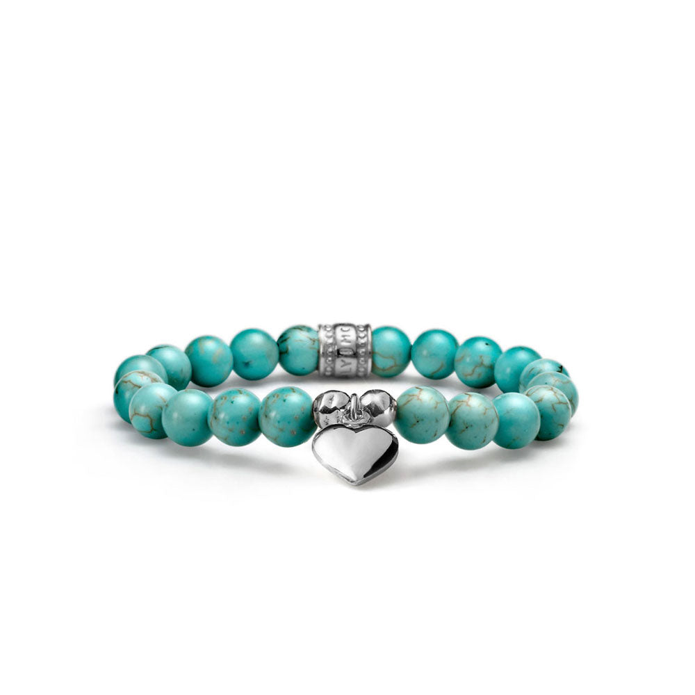 BRACCIALE DONNA LOVE PERLE DI AULITE E CHARM CUORE IN ARGENTO