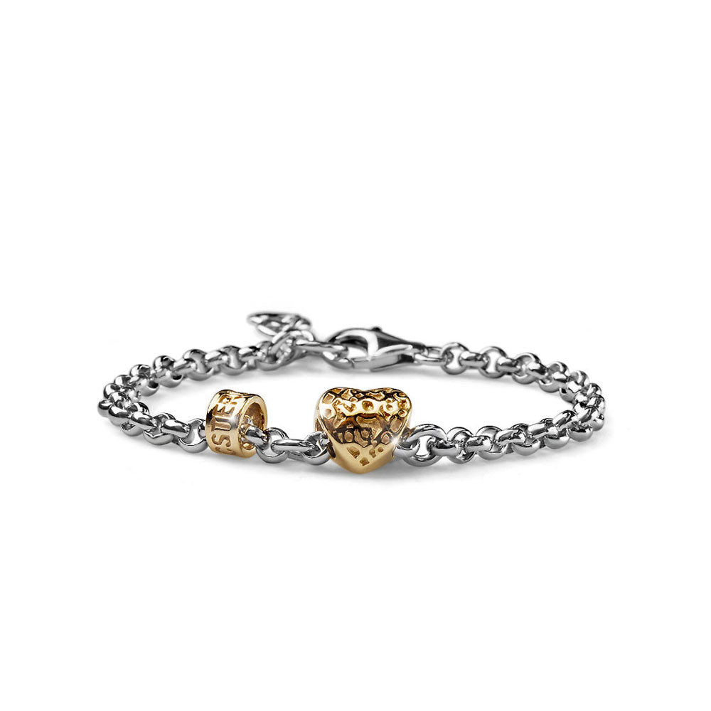 WOMEN'S BRACELET PENSERI PRECIOSI SILVER CHARM LOVE YELLOW GOLD