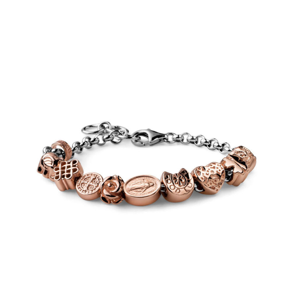 WOMEN'S BRACELET PENSIERI PRECIOSI SILVER AND CHARMS SILVER ROSE GOLD