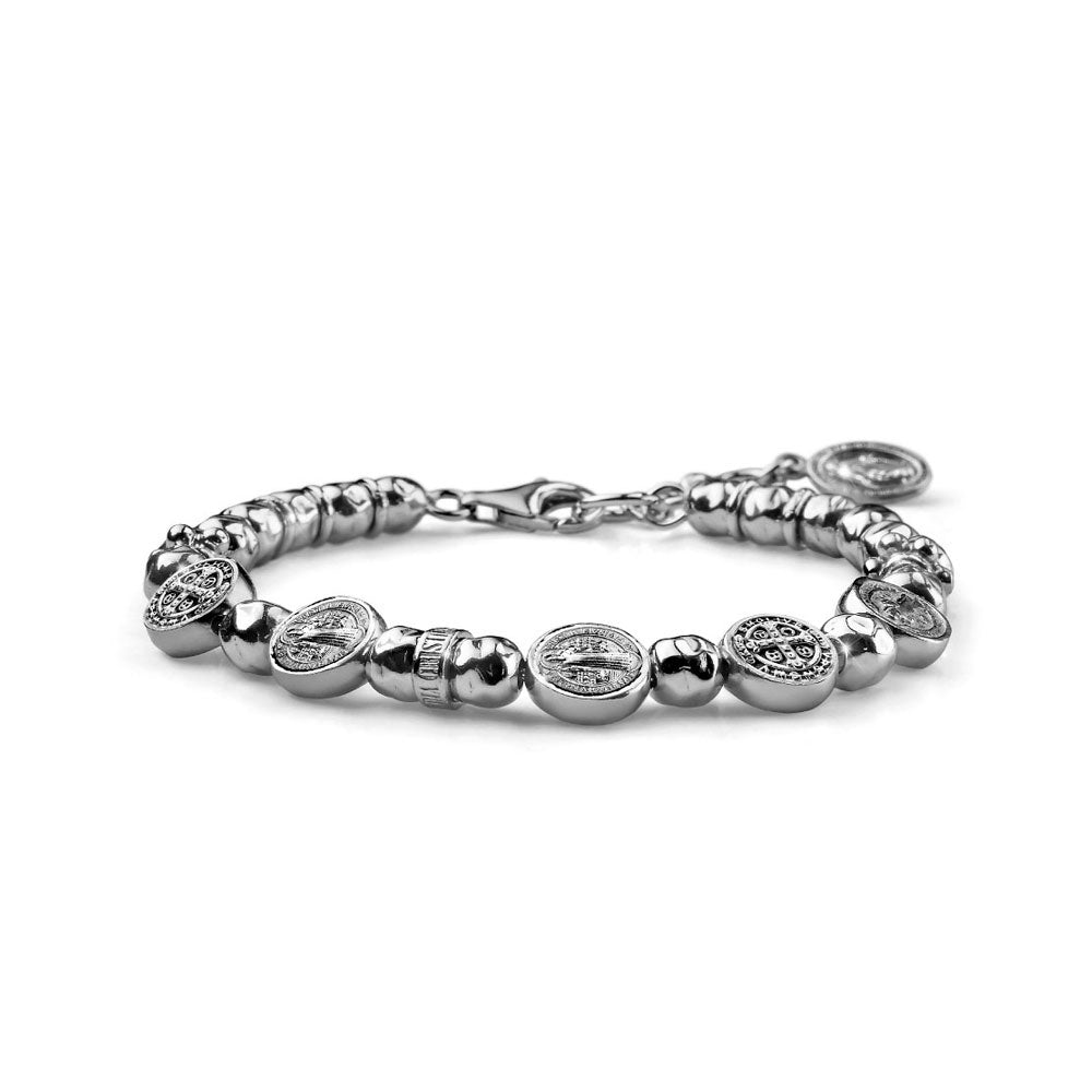 BRACCIALE DONNA COLLEZIONE MY SAINT ARGENTO 925 4 PIASTRINE SAN BENEDETTO