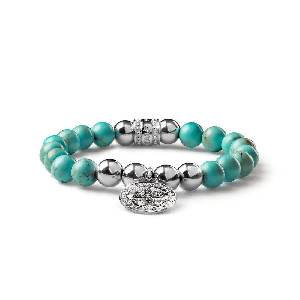 WOMEN'S BRACELET MY SAINT COLLECTION IN 925 SILVER AND LIGHT BLUE AULITE WITH ELASTIC