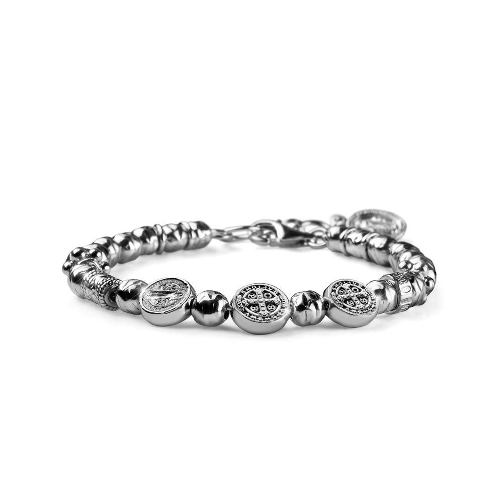 WOMEN'S BRACELET MY SAINT SILVER 3 CHARM SAINT BENEDICT