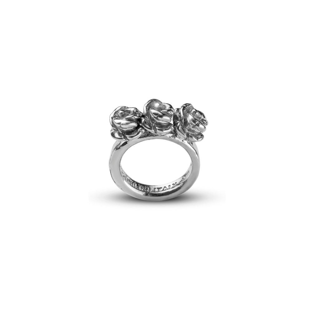 WOMEN'S RING SILVER RING WITH THREE ROSES