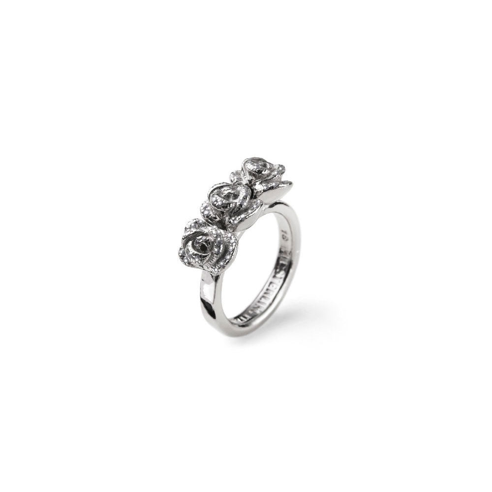 WOMEN'S RING ROSE COLLECTION SILVER THREE ROSES AND BRILLIANTS