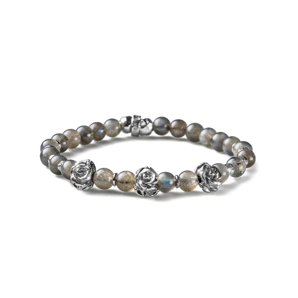 WOMEN'S BRACELET ROSE COLLECTION SILVER AND LABRADORITE THREE ROSES "TRUE LOVE"